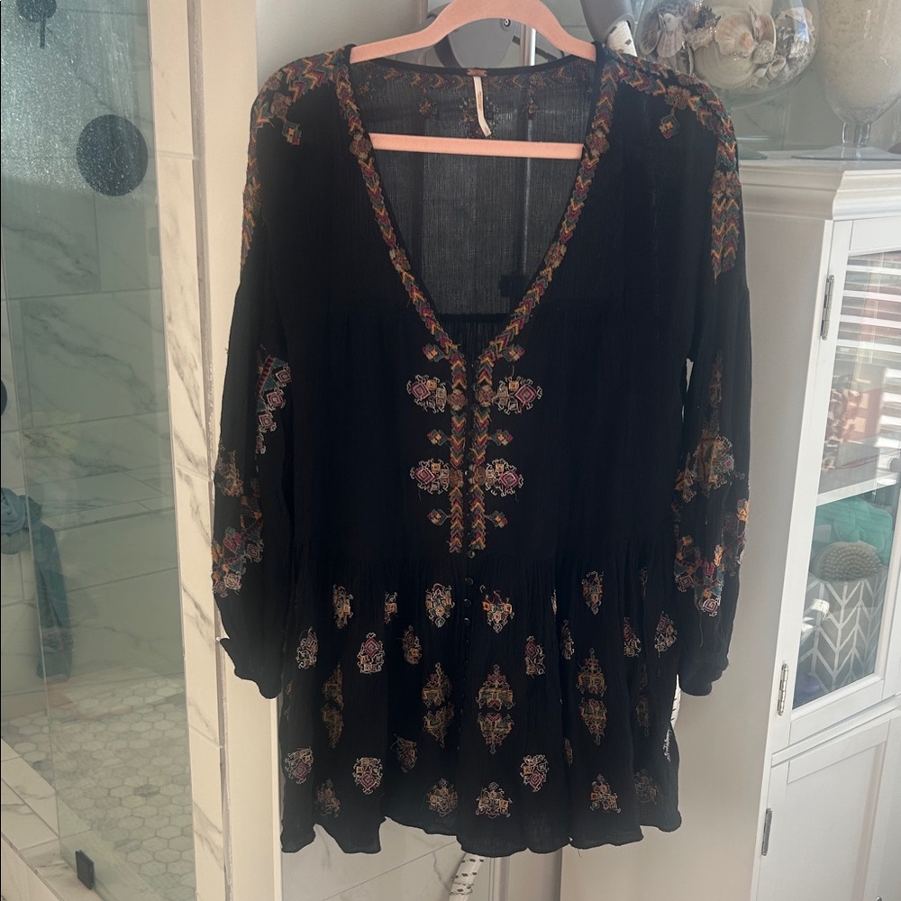 Free People Tunic Dress with Embroidered Details